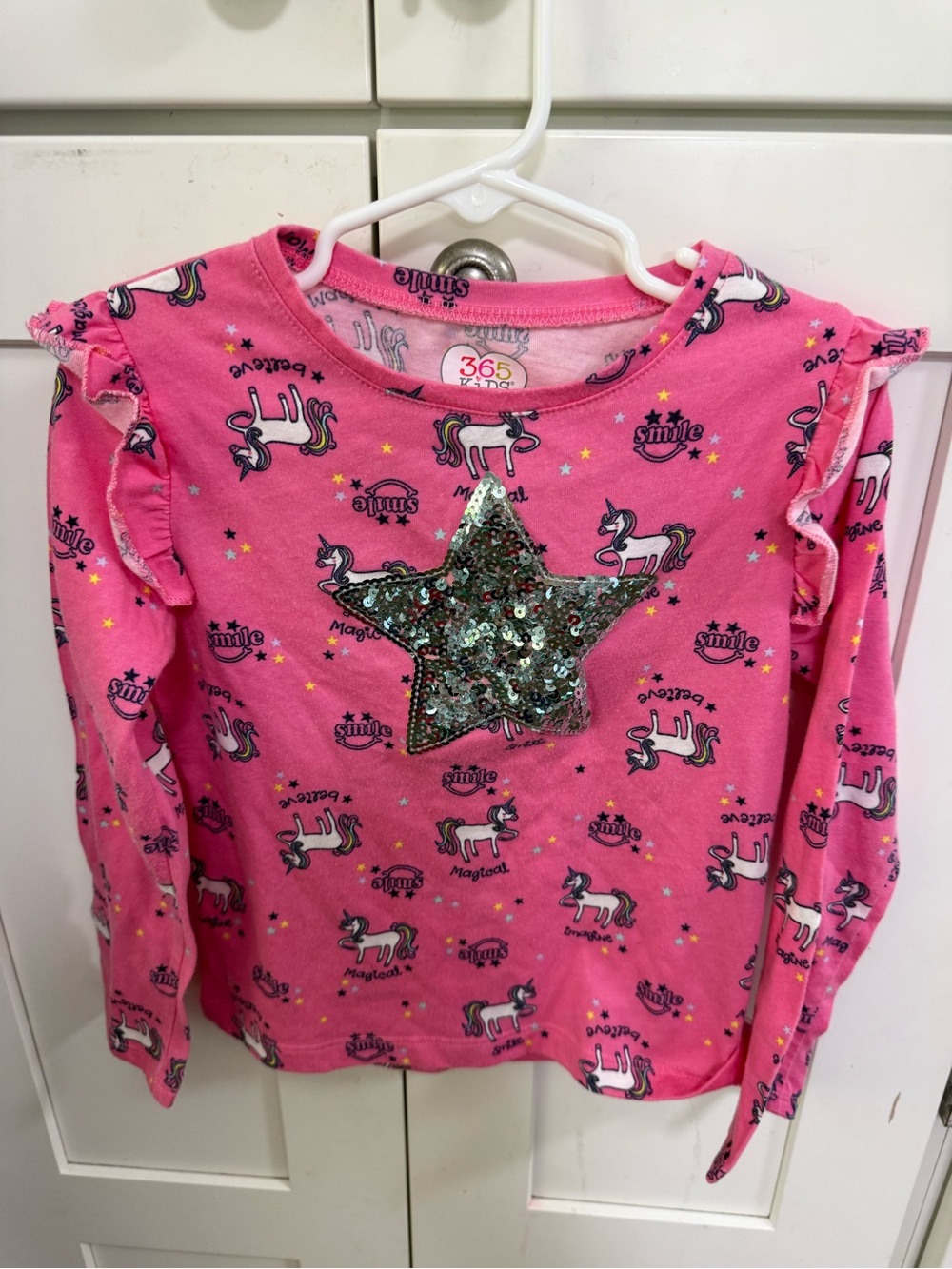 Garanimals Pink Unicorn Sequin Star Long Sleeve Top